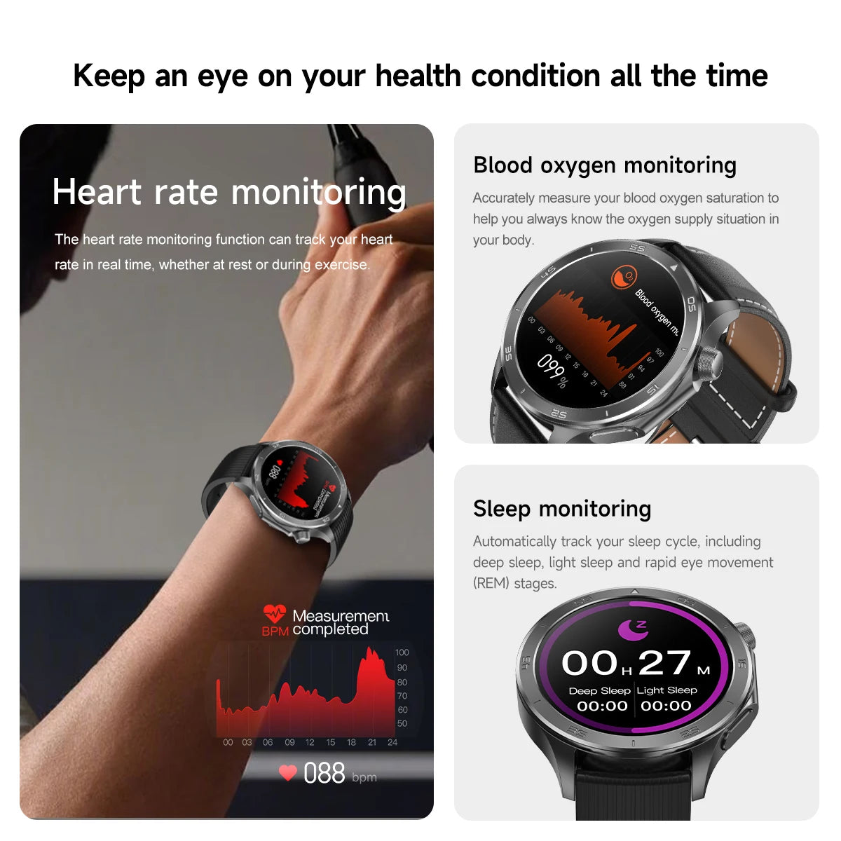 2026 new smart watch 1.53-inch HD large screen supports Bluetooth calls, multiple sports modes, compass health monitoring