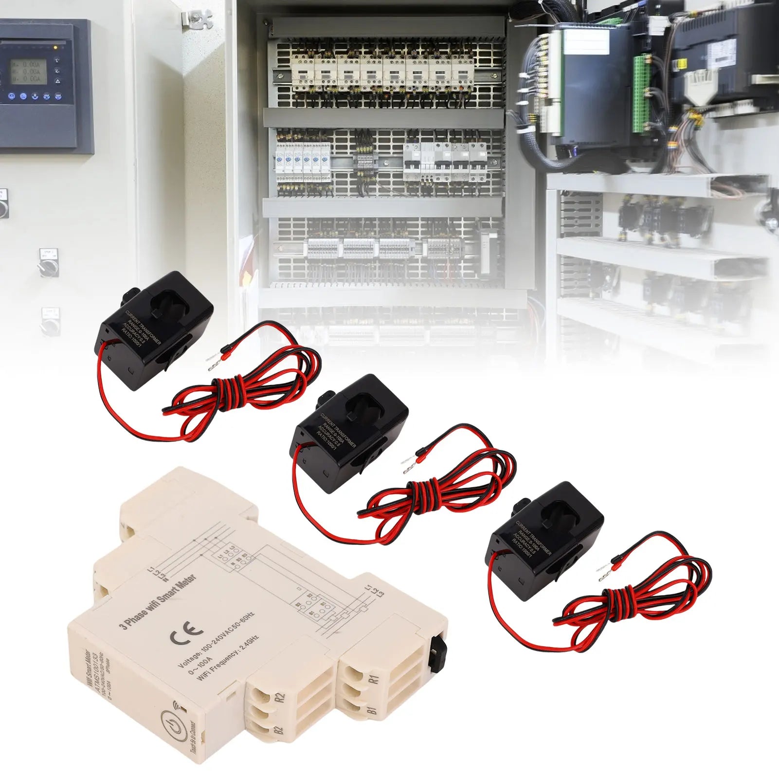 Smart 3-Phase Energy Meter — Remote APP Control, Real-Time Monitoring, 3 Current Sensors