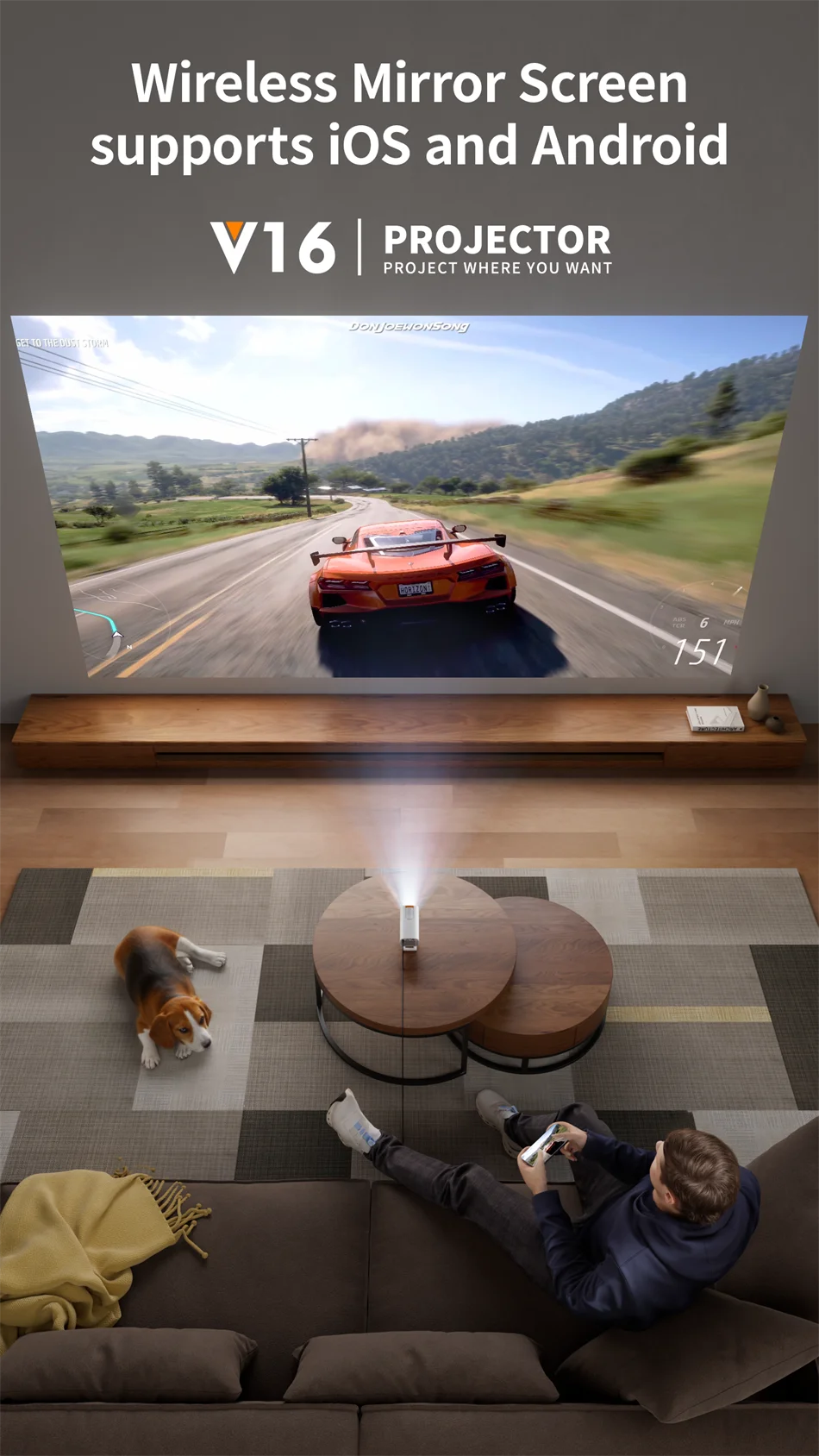 2026 New Mini Projector Smart Home Theater Wifi6 BT 5.0 Android 11 4k Ultra HD 180 Rotation Mobile Projection Game Projection