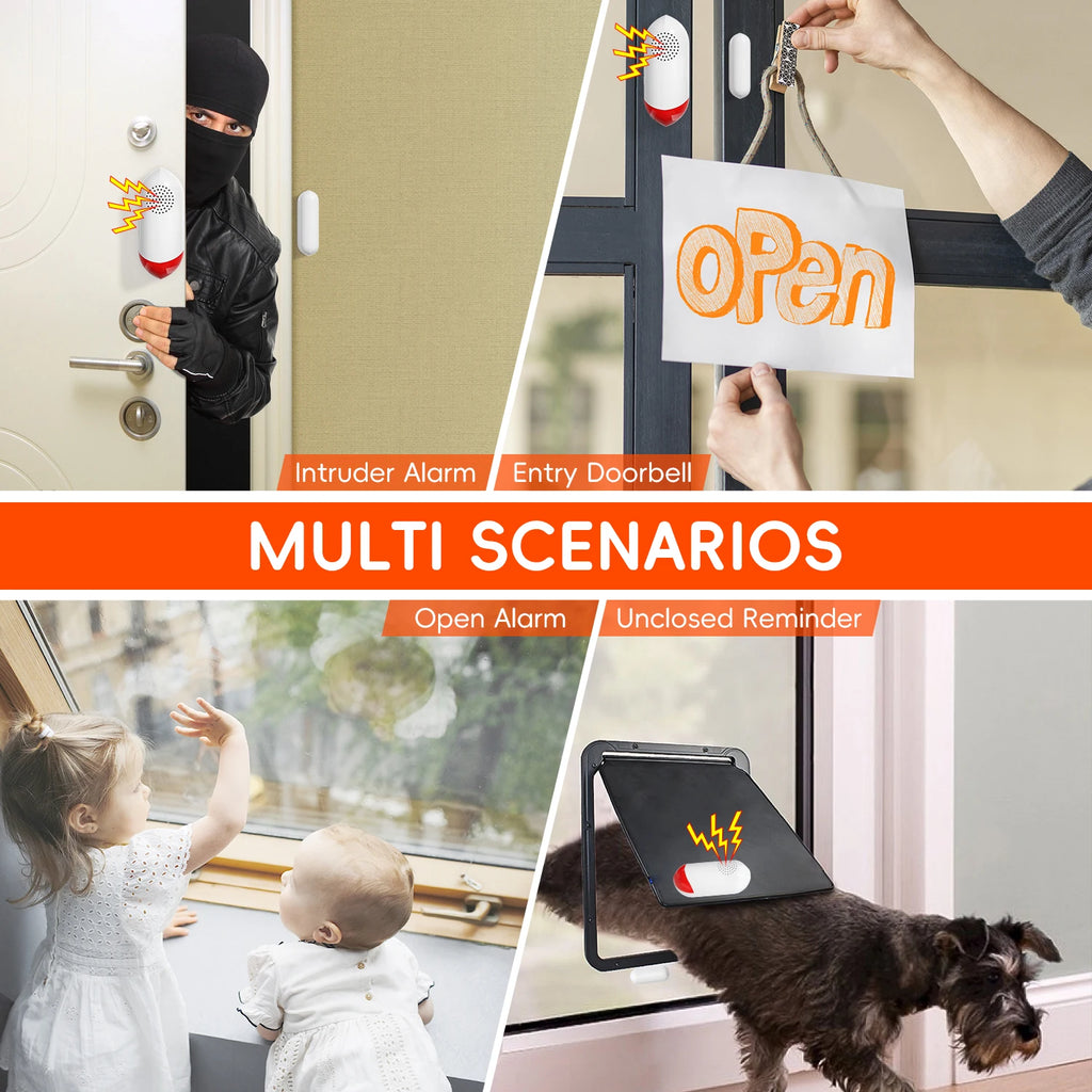 Smart WiFi Door & Window Sensor — 100dB Siren, LED Alert & APP Control