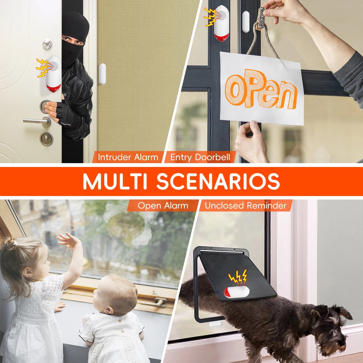 Smart WiFi Door & Window Sensor — 100dB Siren, LED Alert & APP Control