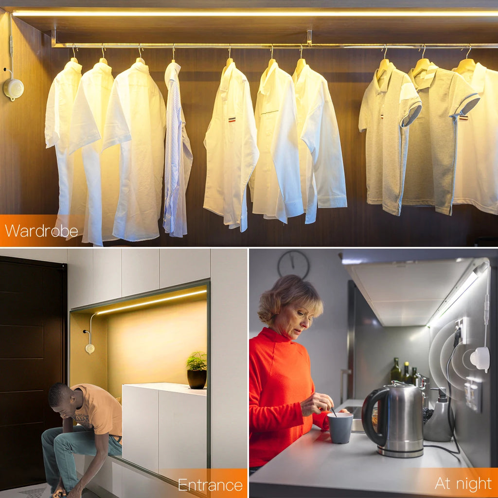 Smart PIR Motion Sensor LED Strip — Auto On/Off, 320 LEDs/m, Waterproof for Kitchen & Stairs