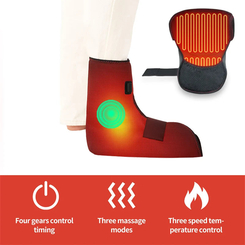 Electric Foot Massager with Heat & Vibration，For Recovery，Heat Therapy Relief Pain ，Sports Injuries,Joint Warmth, 3-Level Timer