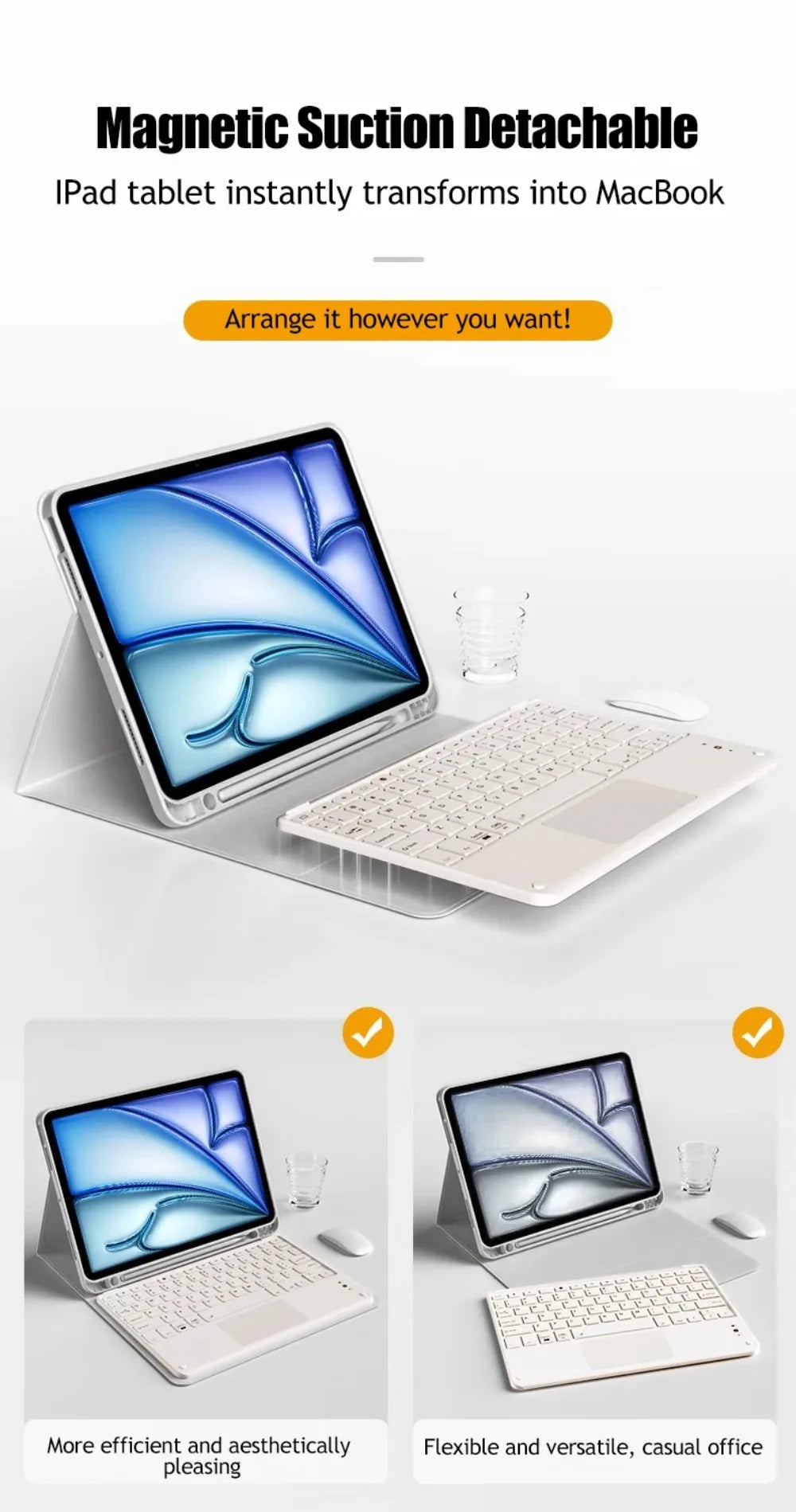 Keyboard Wireless Mouse Magic For iPad Pro 13 11 Case M5 M4 2026 M3 Air 13 11 5 4 10.2 9 8 7 Generation Case Bluetooth Keyboard