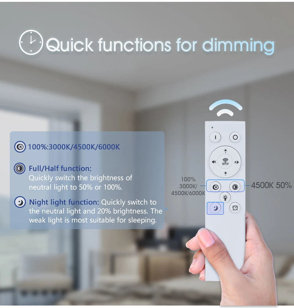 Smart LED Ceiling Lamp — Dimmable, APP & Remote Control, 36W/50W