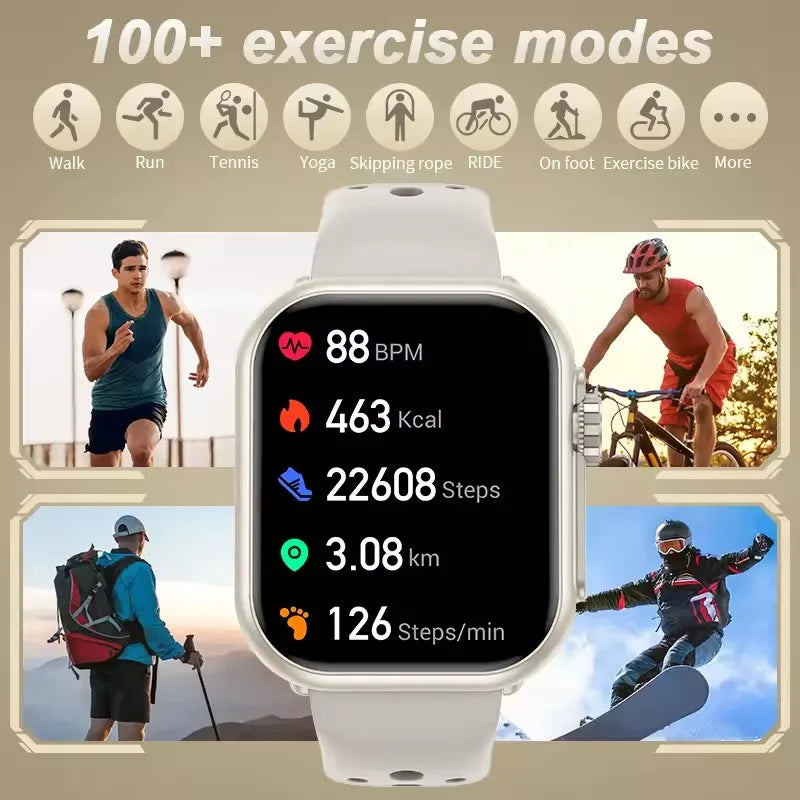 New Smart Watch Men Women 1.85-Inch HD AMOLED Full Touch Screen IP68 Waterproof Bluetooth Call SmartWatch Men For Android IOS