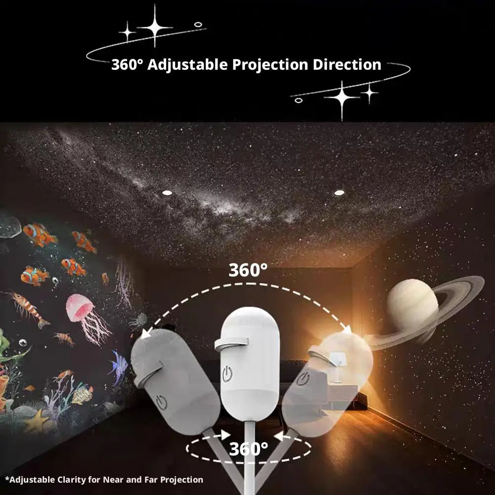 Mini 2-in-1 Galaxy Star Projection Night Light Energy Saving USB LED Starry Sky Lamp Romantic Mood Lighting Home Bedroom Decor