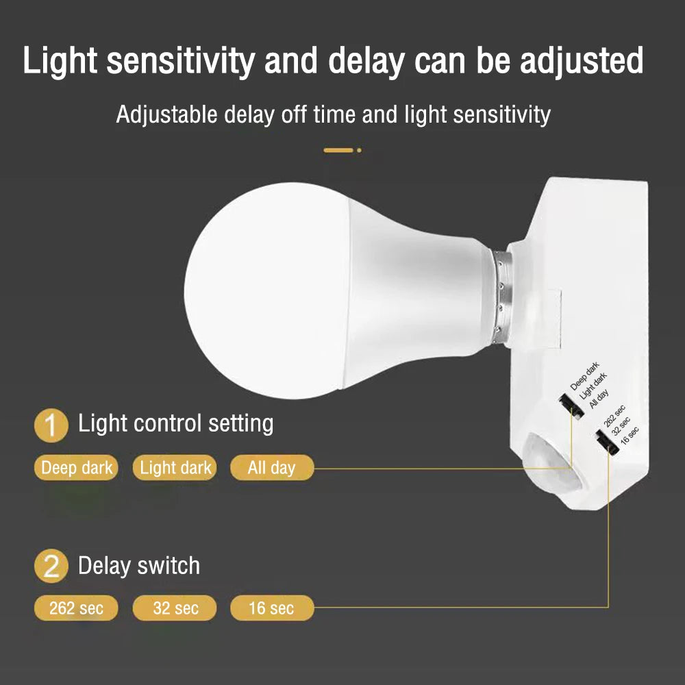 Smart 110-240V 100W PIR Induction Infrared Motion Sensor E27 LED Lamp Base Holder With Light Control Switch Bulb Socket Adapter