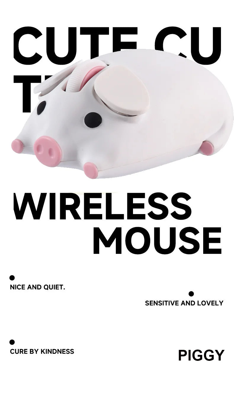 Cartoon Pig Design Computer Mouse Dual-mode 2.4G+Bluetooth Cute Ergonomic Optical Mice Game Laptop PC Universal For Girl Gift