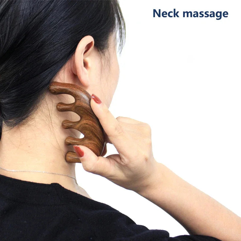 Head massager  Sandalwood Hair Comb Scalp Relax Acupoint Massager Portable Wooden Handle Comb Anti-static Styling Tool