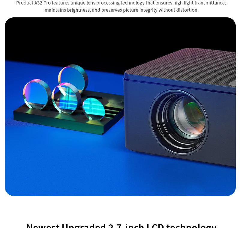 AUN A32 Pro Portable Projector — Android, 4K 1080P, Laser, WiFi, LED, Smart TV for Home & Outdoor
