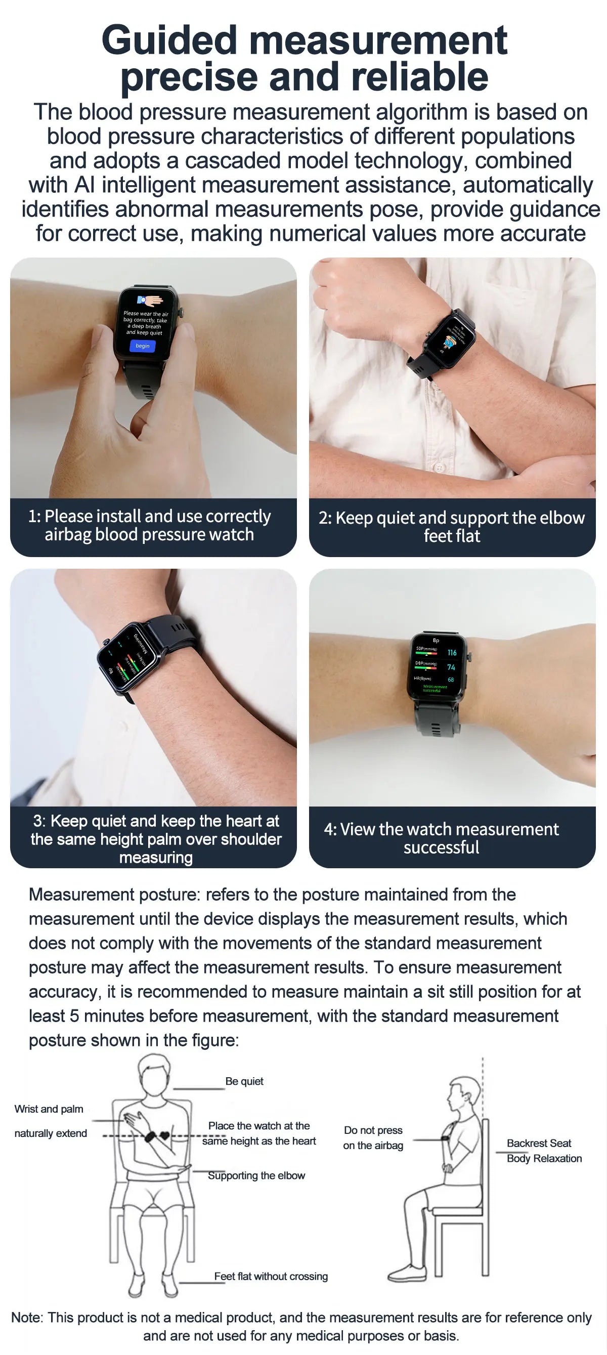 Smart Watch men 2026 New Air Pump Airbag health watch True Accurately Blood Pressure Uric Acid Blood Lipids watch waterproof