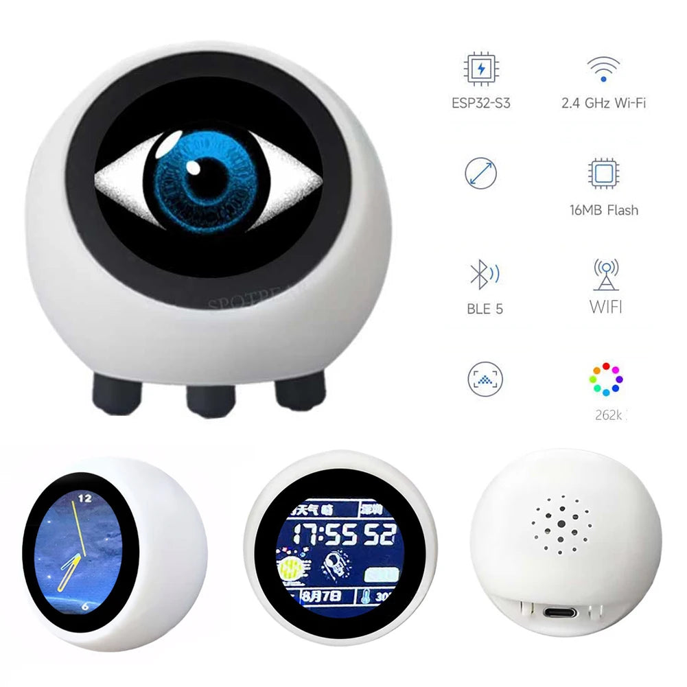 Smart Desktop Robot No Touch Screen LCD Display Mini Robot Tabletop Ornaments Smart Assistant Robot for Home Office((No Battery)