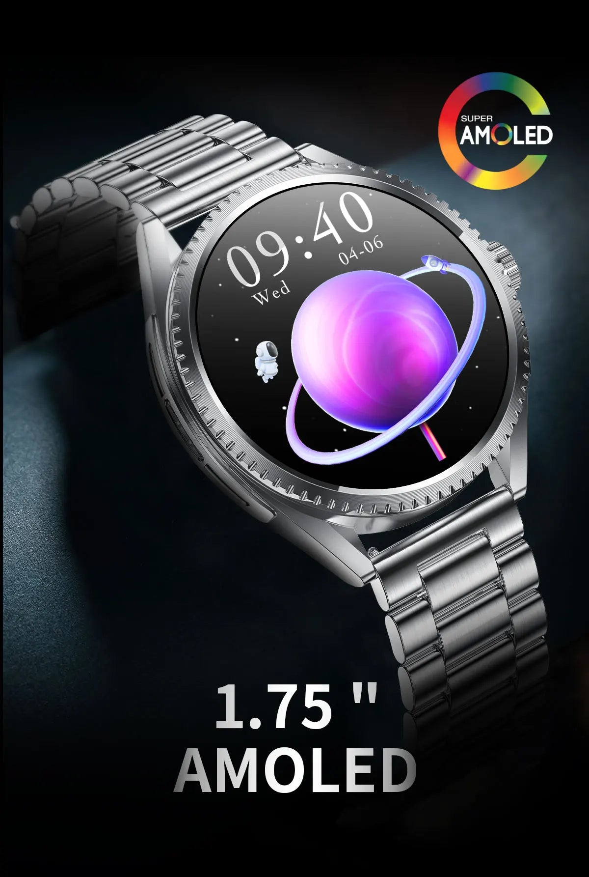 Smart Watch for Men 1.75-Inch AMOLED Luxury Business Sports Fitness Watch IP67 Water Resistant 620mAh Standby Multi-Sport Mode