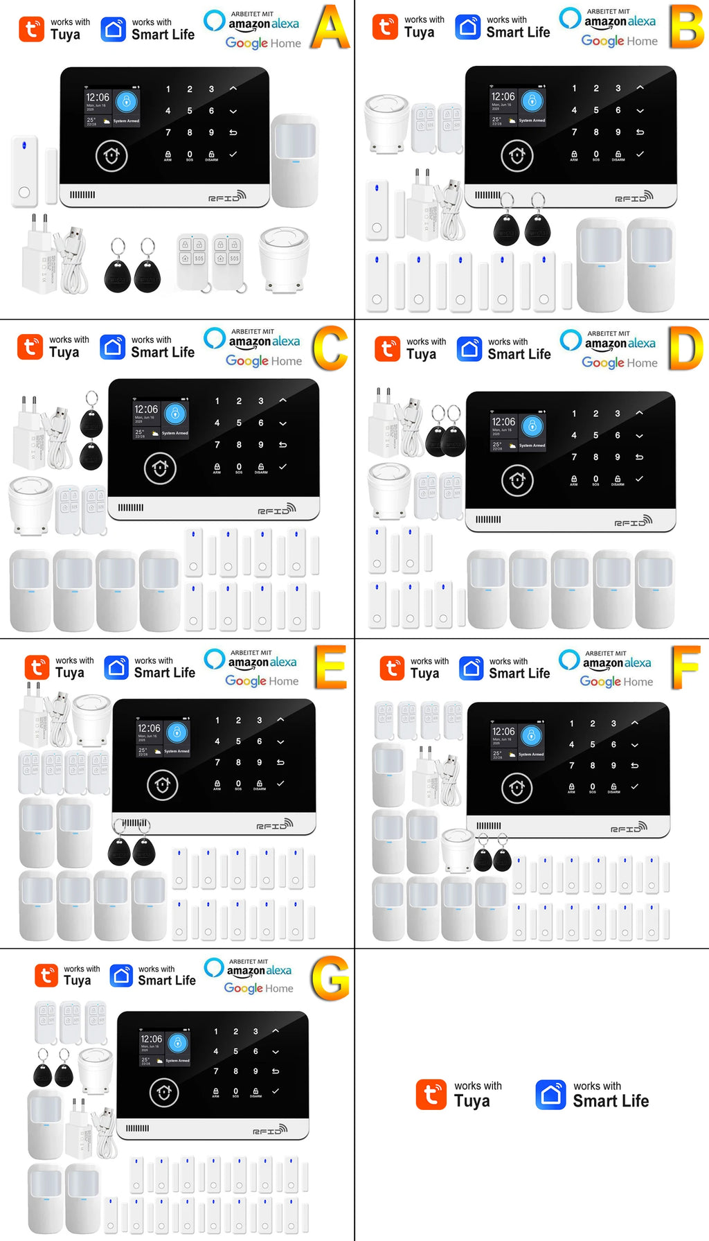 Smart Home Security Alarm System — WiFi & GSM, Touch Keypad, RFID & APP Control