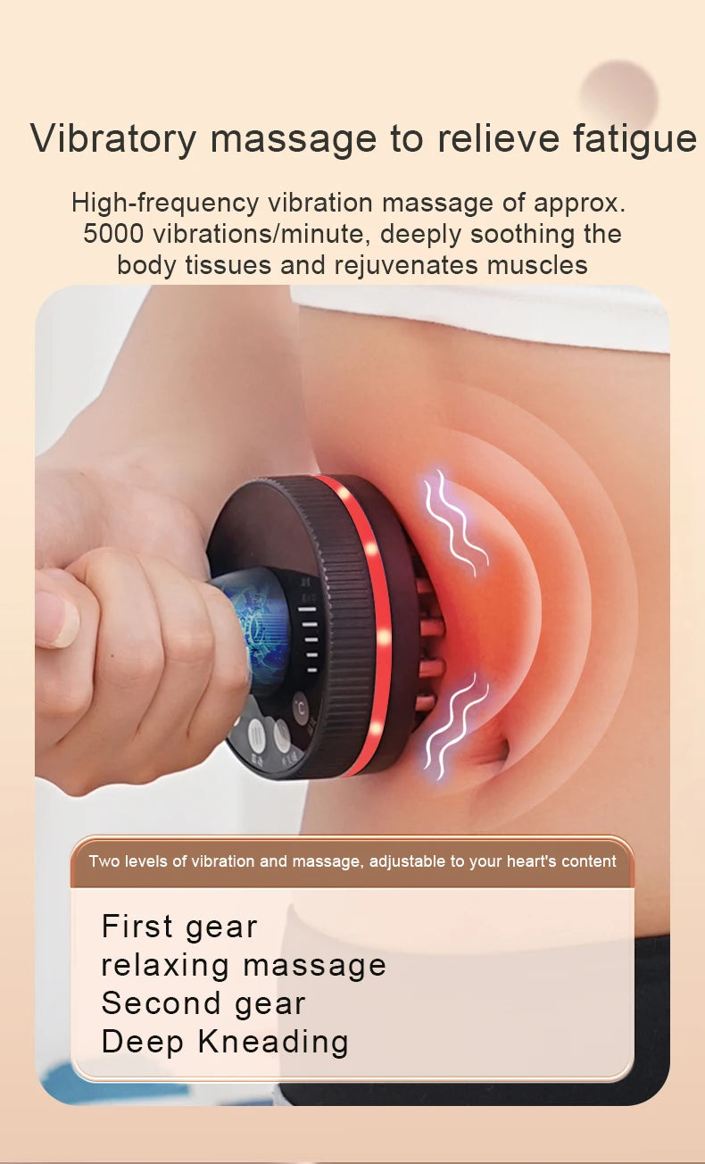 Electric Massager Meridian Massage Brush GuaSha Heating Microcurrent Anti Cellulite Beauty Scraping Infrared Heat Slimming