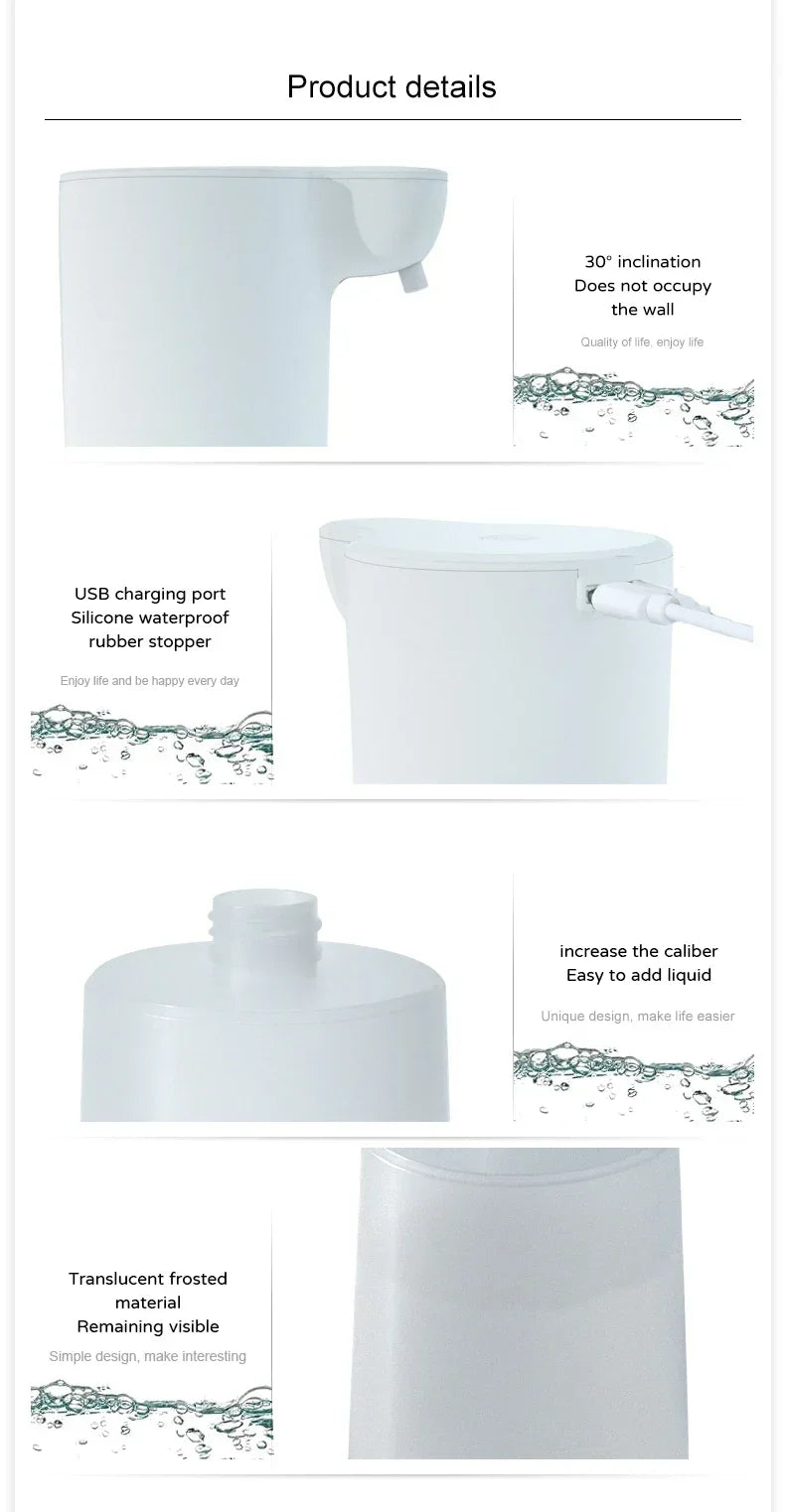 HOMEFISH Smart Automatic Sensor Foam Dispenser Touchless Infrared Soap Dispenser Type-C Charging High Capacity