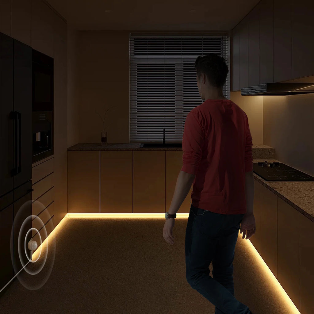 Smart PIR Motion Sensor LED Strip — Auto On/Off, 320 LEDs/m, Waterproof for Kitchen & Stairs