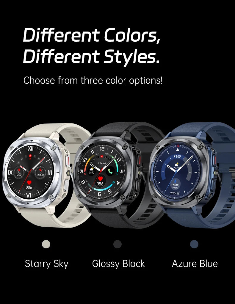 Smart Watch, Bluetooth Calling, Message Reminder, Stainless Steel Strap, Flashlight Function, Compatible with IPhone/Android