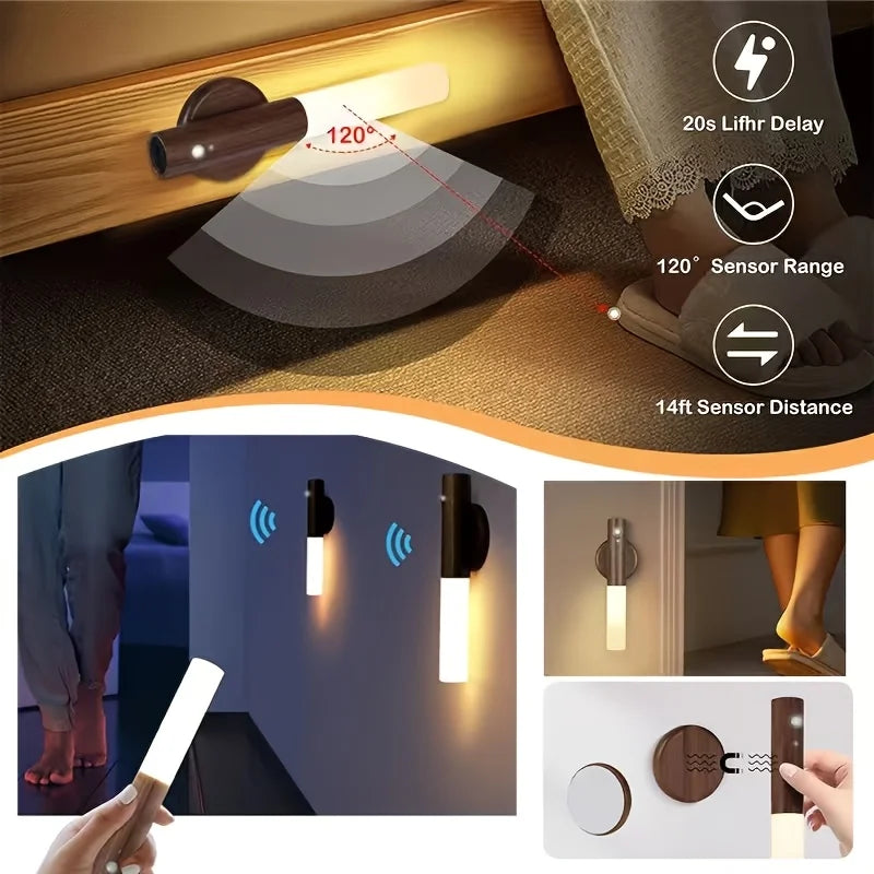 Motion Sensor Night Light — Rechargeable Magnetic Wall Lamp for Hallway, Bedroom & Stairs