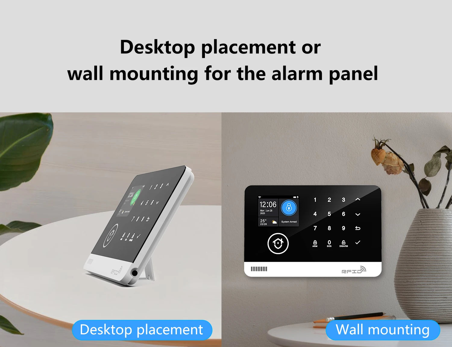 Smart Home Security Alarm System — WiFi & GSM, Touch Keypad, RFID & APP Control