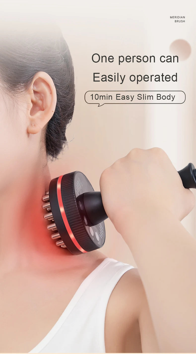 Electric Massager Meridian Massage Brush GuaSha Heating Microcurrent Anti Cellulite Beauty Scraping Infrared Heat Slimming