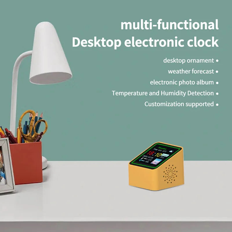 Smart Desktop Electronic Clock WIFI Weather Station Digital Small TV Display Multifunctional Home Indoor Temperature Humidity
