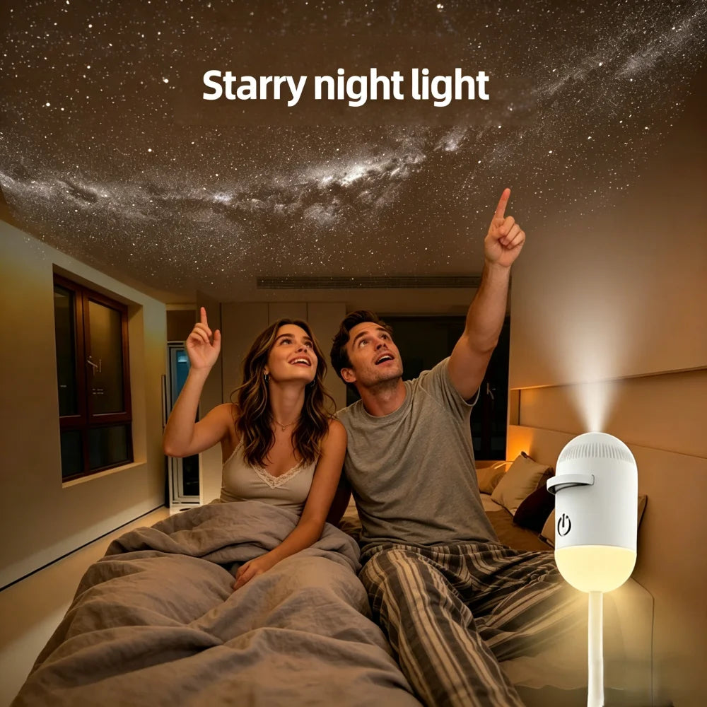 2-in-1 Mini Galaxy Star Projector Night Light – Starry Sky Ambient Lamp for Bedroom Sleep & Decoration