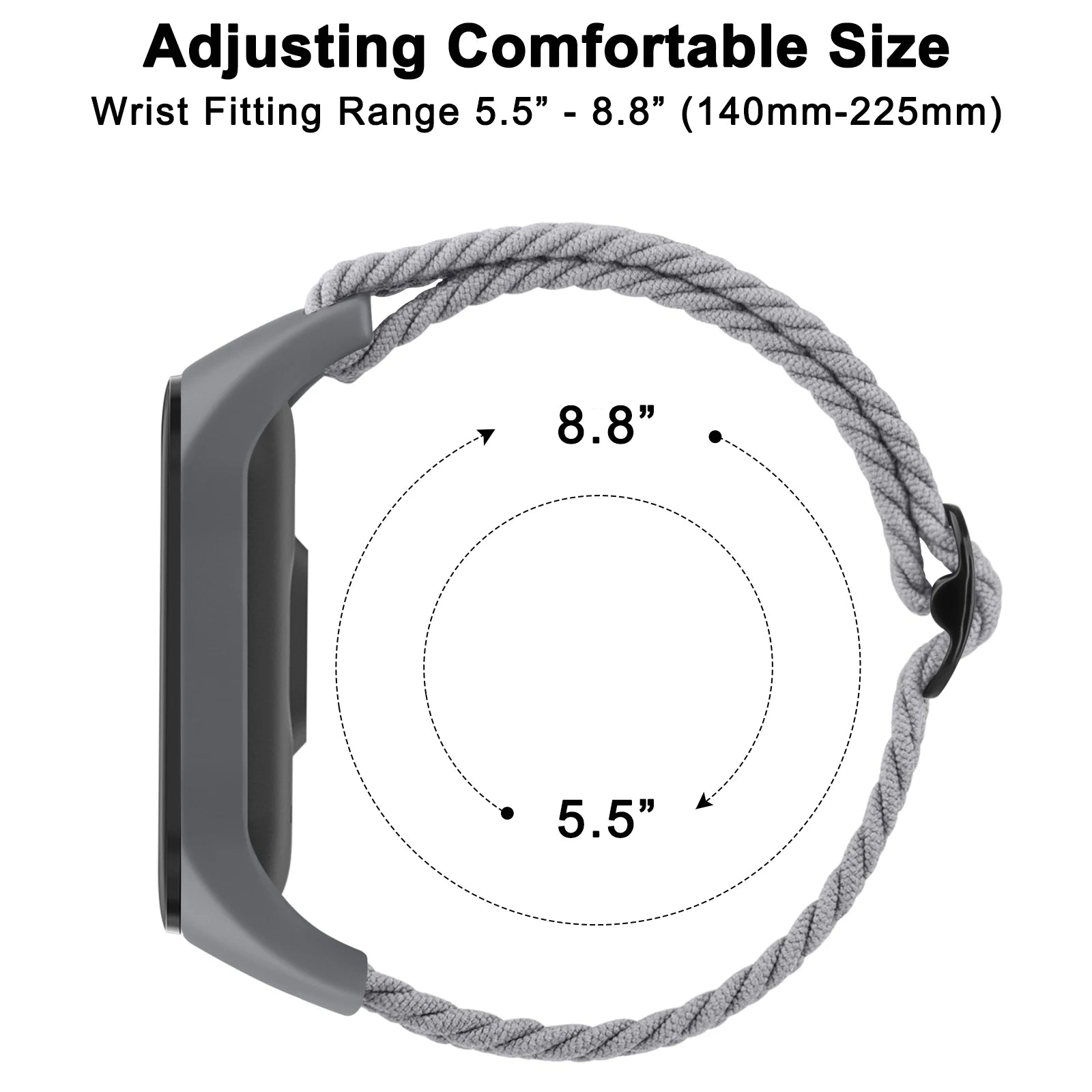 Braided Watch Strap For Xiaomi Mi Band 7 6 5 4 3 Band Elastic Adjustable Wristband For Amazfit Band 5 Strap Replacement Bracelet