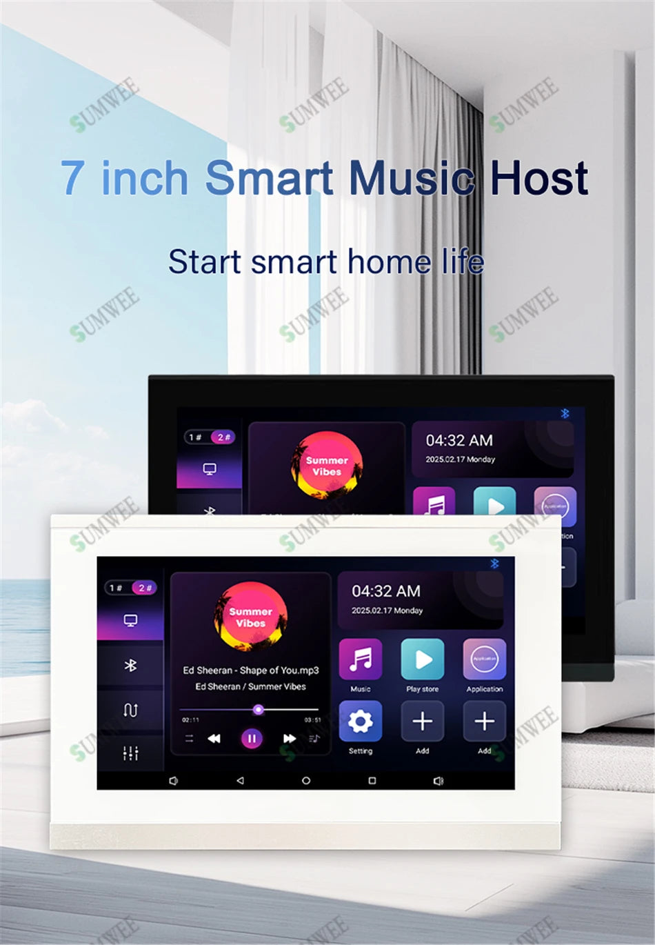 Smart Audio System Home Theater Sound in Wall power Amplifier Android WiFi Bluetooths system with 5 inch Stereo Ceiling Speakers