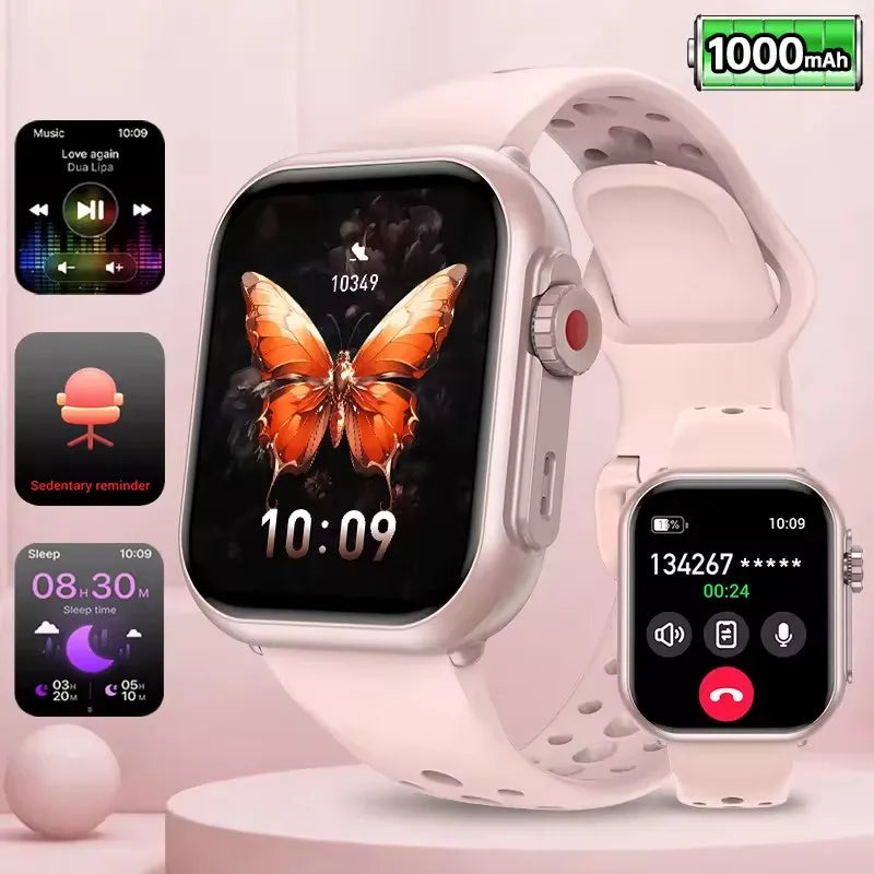 New Smart Watch Men Women 1.85-Inch HD AMOLED Full Touch Screen IP68 Waterproof Bluetooth Call SmartWatch Men For Android IOS