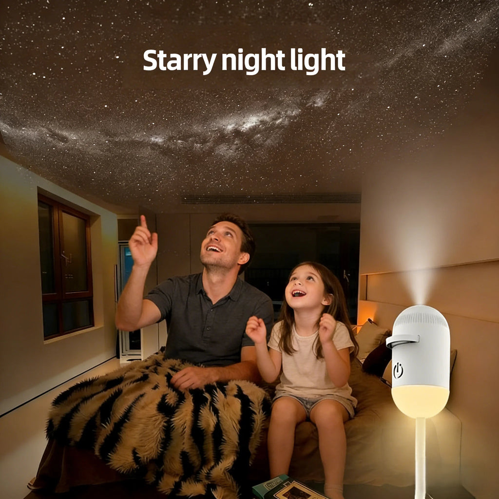2-in-1 Mini Galaxy Star Projector Night Light – Starry Sky Ambient Lamp for Bedroom Sleep & Decoration
