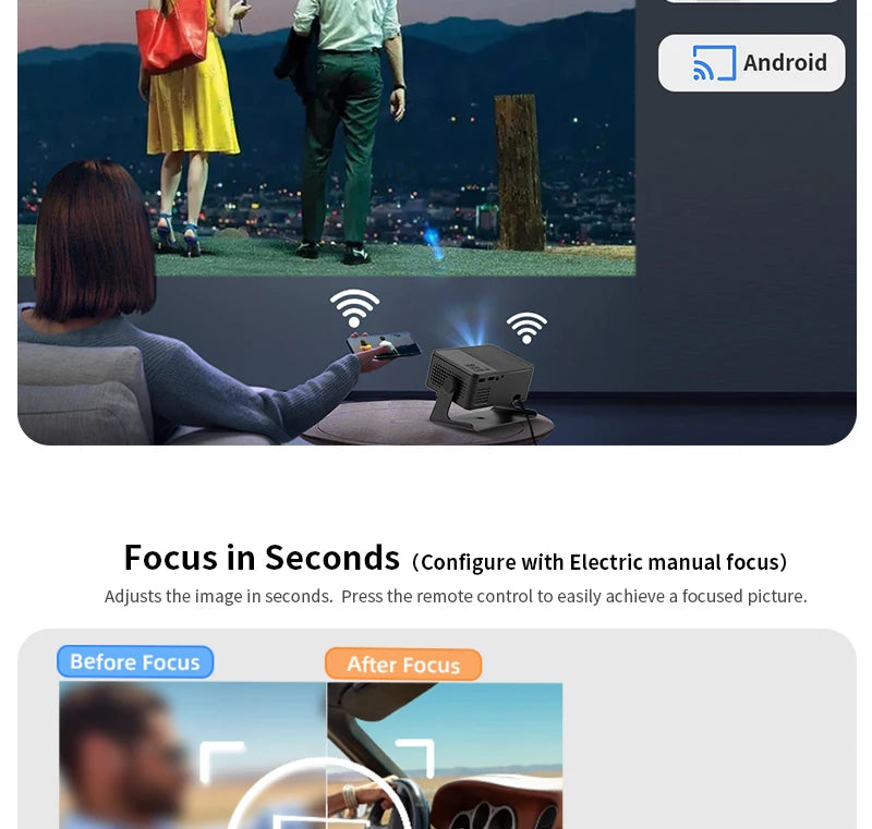 AUN A32 Pro Portable Projector — Android, 4K 1080P, Laser, WiFi, LED, Smart TV for Home & Outdoor