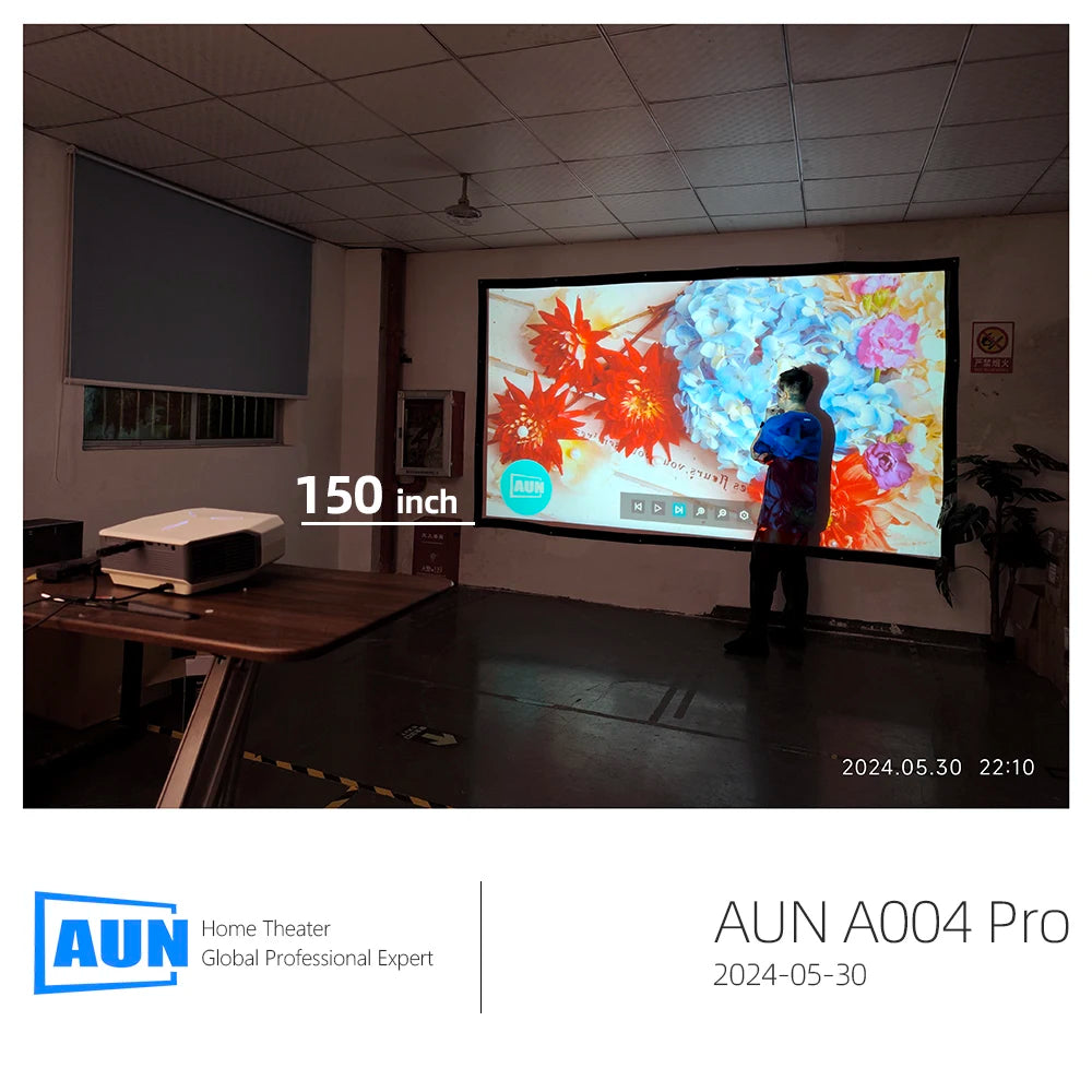 AUN A004 Pro Mini Projector — Android, Full HD 1080P, 4K Decode, Laser, WiFi, Home Theater