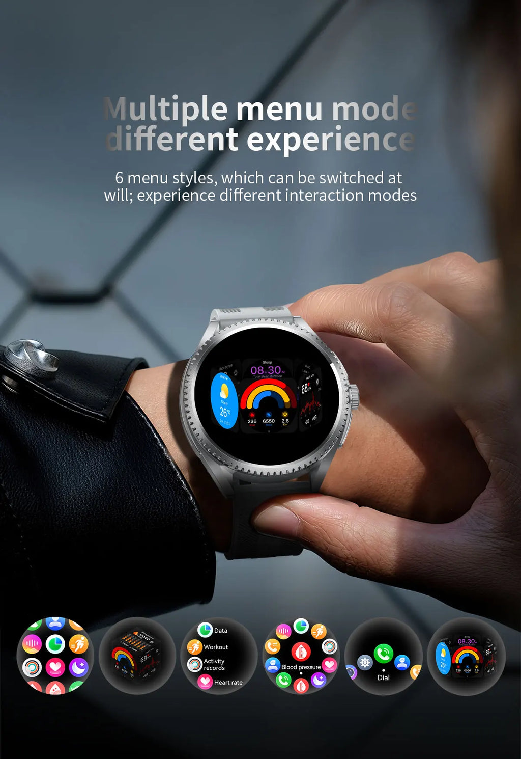 Smart Watch for Men 1.75-Inch AMOLED Luxury Business Sports Fitness Watch IP67 Water Resistant 620mAh Standby Multi-Sport Mode