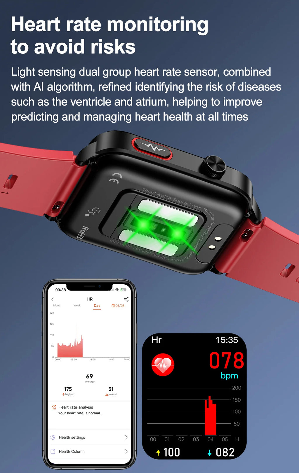 Smart Watch men 2026 New Air Pump Airbag health watch True Accurately Blood Pressure Uric Acid Blood Lipids watch waterproof