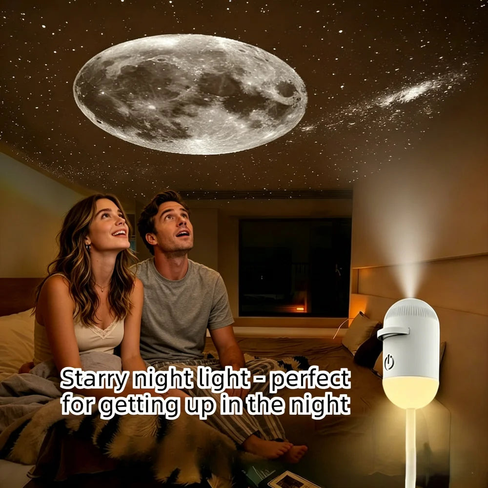 2-in-1 Mini Galaxy Star Projector Night Light – Starry Sky Ambient Lamp for Bedroom Sleep & Decoration