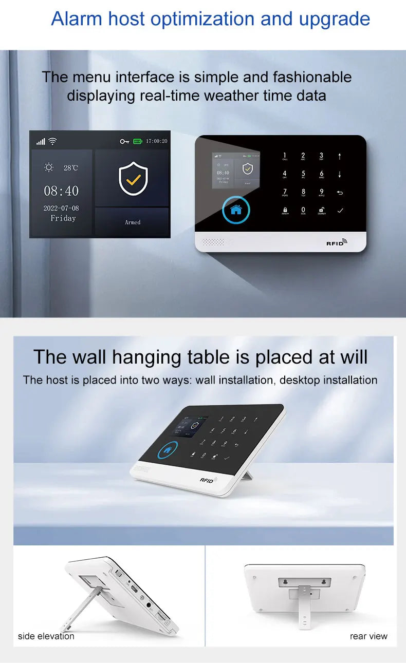 Smart Solar-Powered Home Alarm System — Tuya WiFi GSM, PIR & Door Sensors, Alexa Compatible