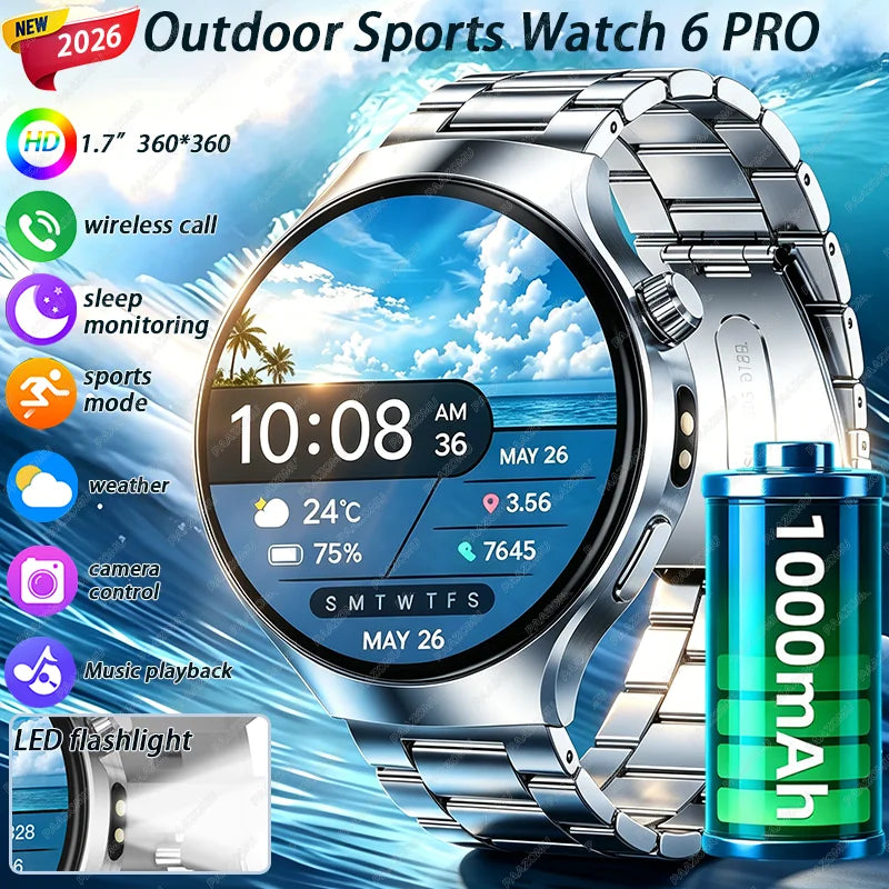 The new 2026 smartwatch is designed with a 1.7-inch high-definition screen, specifically designed for outdoor sports shooting