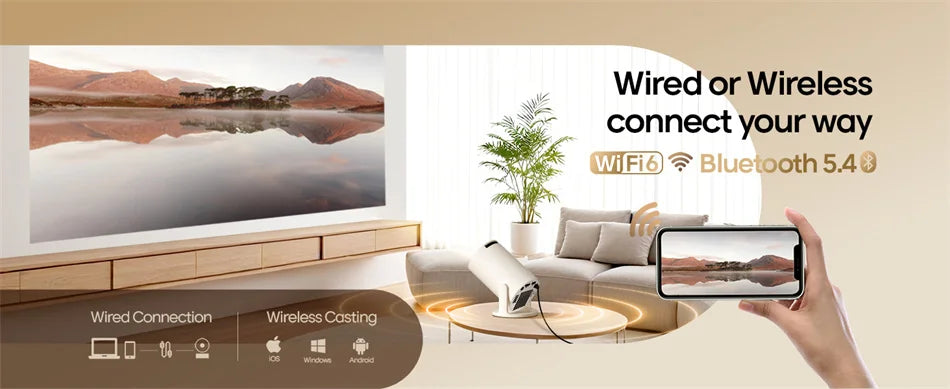 XFY Mini HY300 Projector with 5G WIFI and Bluetooth 4K 1080P Support Portable Projector 180° Rotatable Auto Keystone Projector
