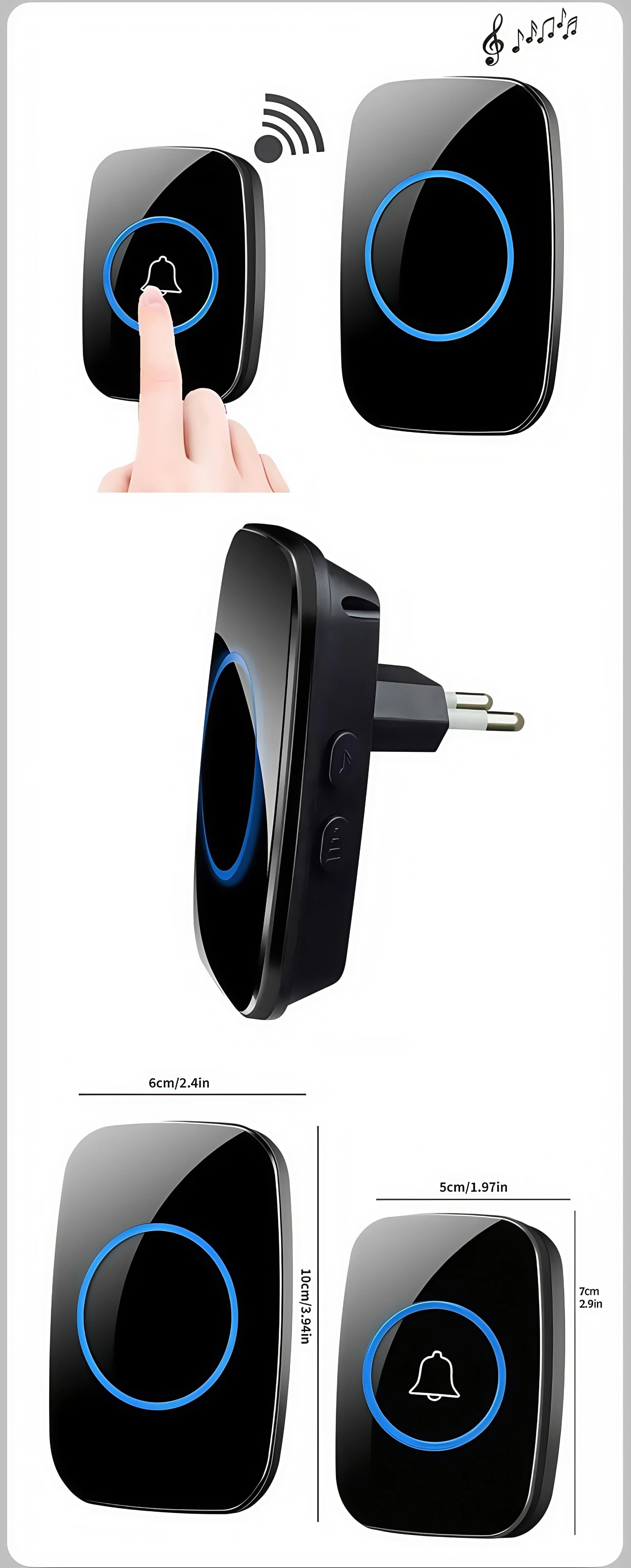 Smart Wireless Doorbell — Waterproof, 150M Range, Battery Powered, Long-Distance Chime