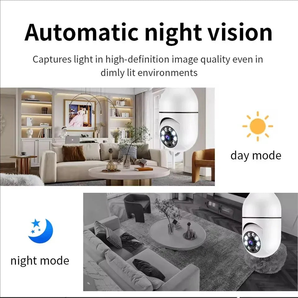Smart Home 2.4G E27 Bulb Wifi Surveillance Camera HD Night Security Video Surveillance Supprt Two Way Audio Mobile Motion