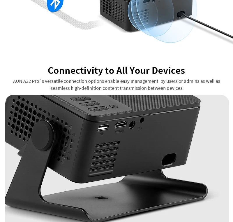 AUN A32 Pro Portable Projector — Android, 4K 1080P, Laser, WiFi, LED, Smart TV for Home & Outdoor