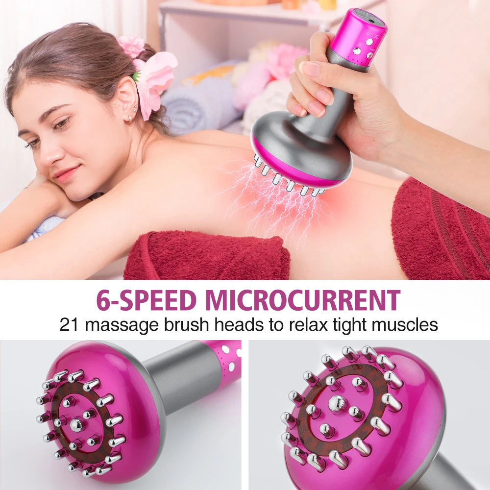 Eletric Guahsa Massager Meridian Massage Brush Lymphatic Drainage Machine Heating Microcurrent Body Back Massager Anti Cellulite