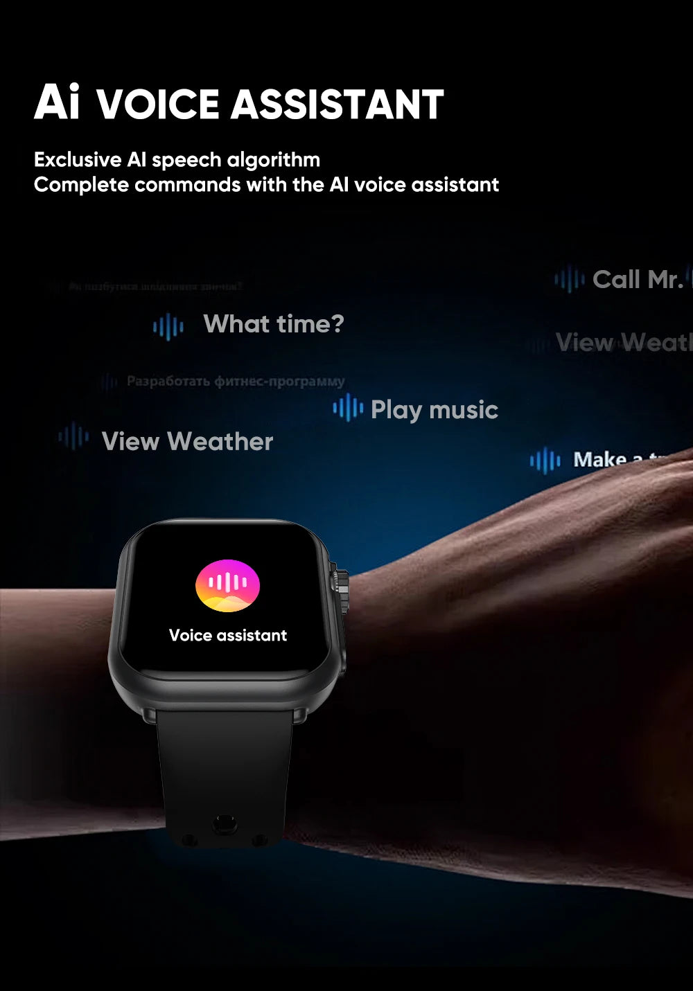 New Smart Watch Men Women 1.85-Inch HD AMOLED Full Touch Screen IP68 Waterproof Bluetooth Call SmartWatch Men For Android IOS
