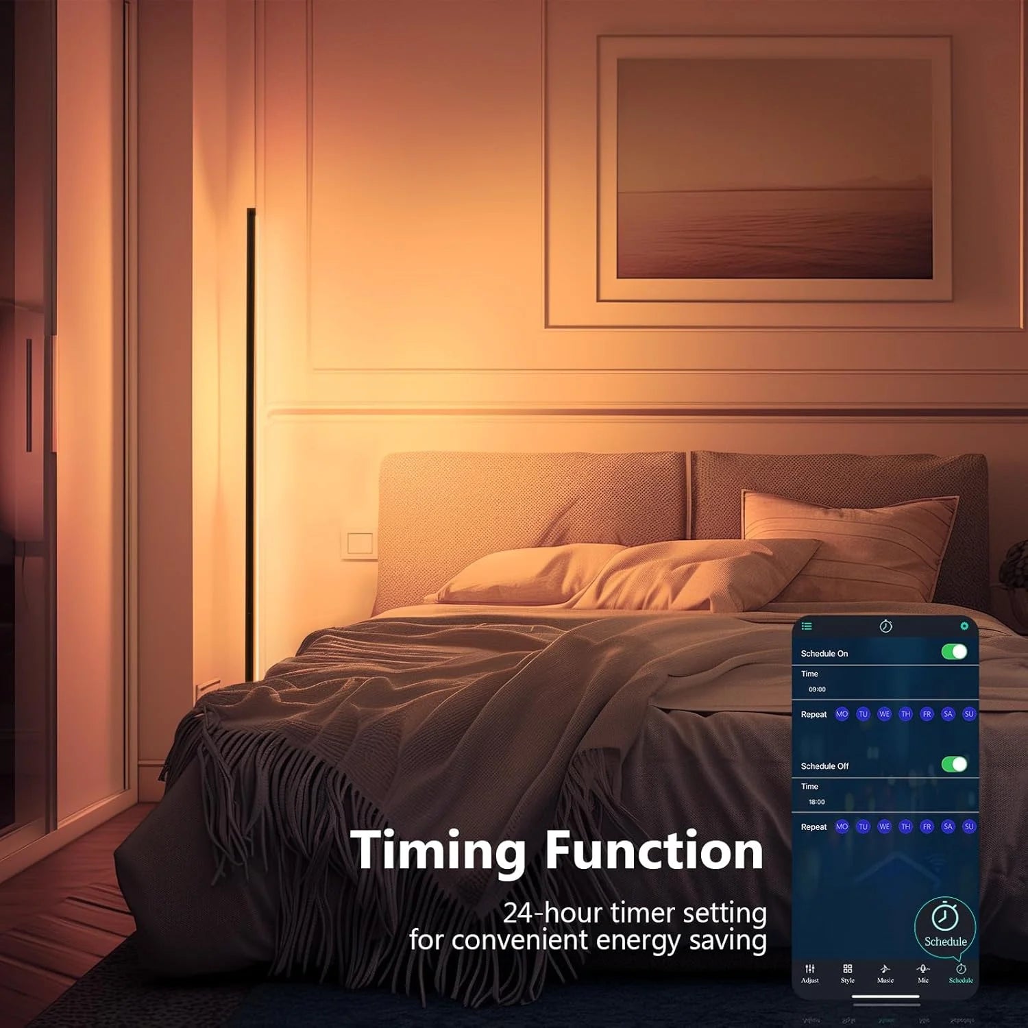 Smart RGB Floor Lamp — Music Sync, APP Control, Corner Standing Lamp for Living Room