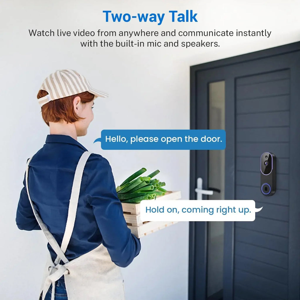 Smart Wireless Video Doorbell — AI Detection, Night Vision & Battery Powered