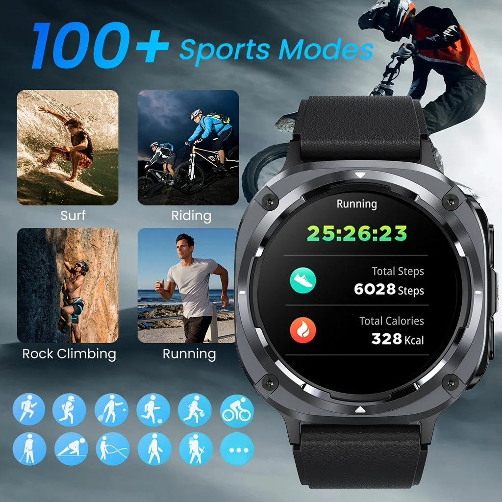 Smart Watch, Bluetooth Calling, Message Reminder, Stainless Steel Strap, Flashlight Function, Compatible with IPhone/Android