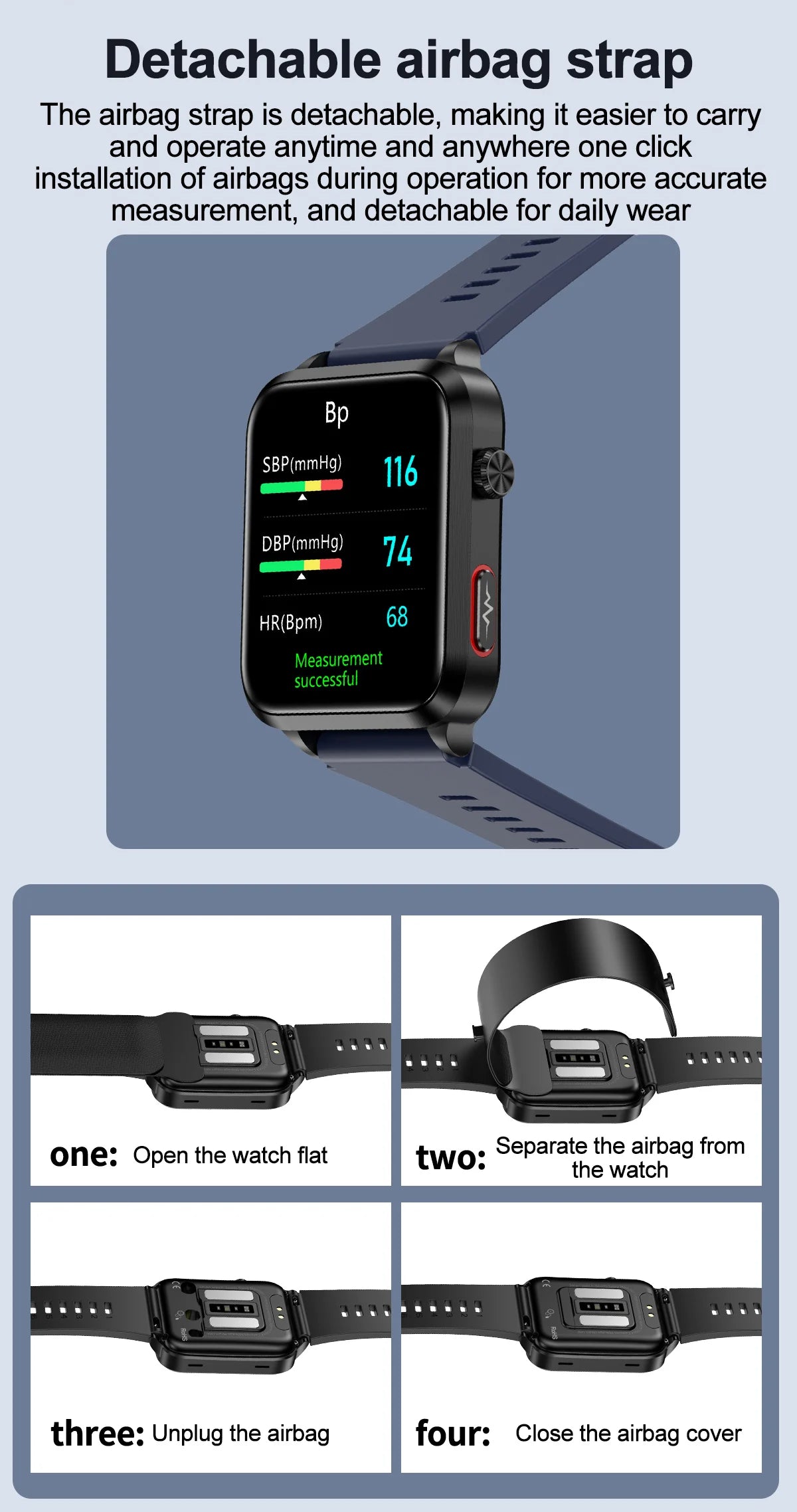 Smart Watch men 2026 New Air Pump Airbag health watch True Accurately Blood Pressure Uric Acid Blood Lipids watch waterproof