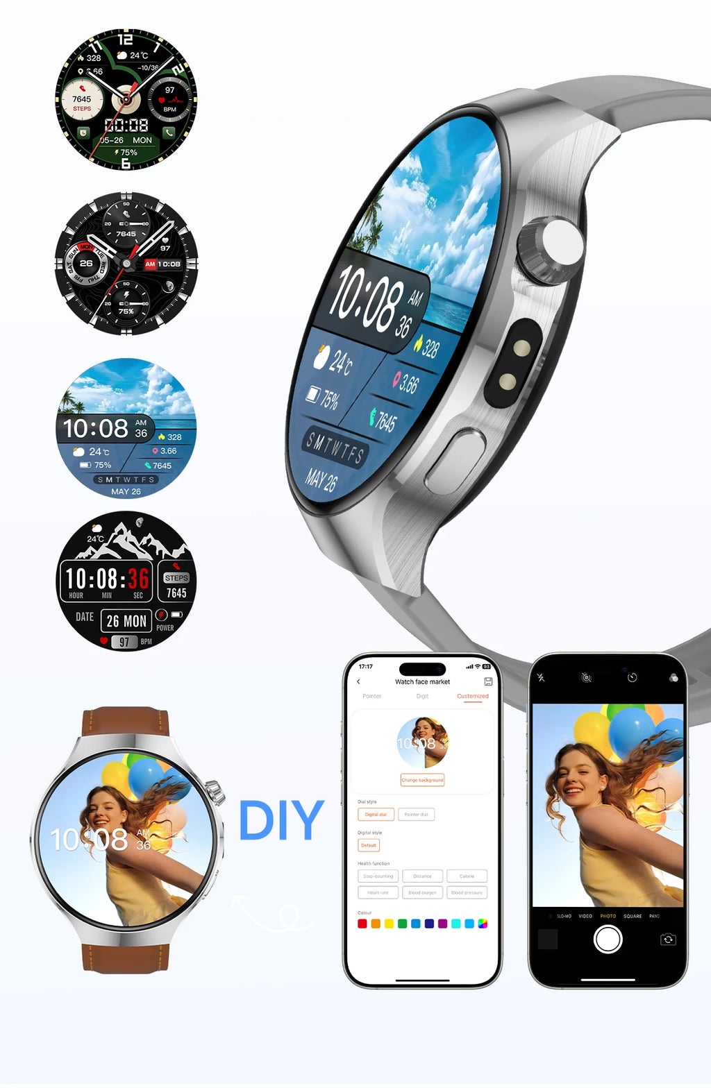 The new 2026 smartwatch is designed with a 1.7-inch high-definition screen, specifically designed for outdoor sports shooting